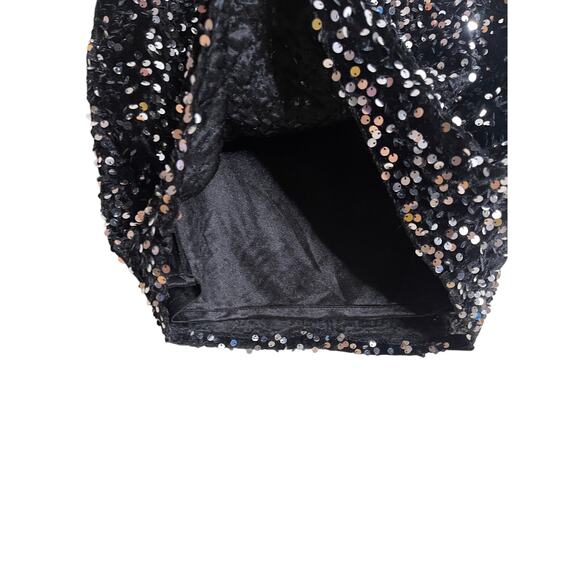 Vassia Kostara Sequin Mini Skirt Black Silver Sparkle Party Holiday Womans Small - Picture 9 of 13